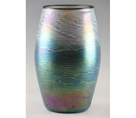 Green Luster Glass Vase by Tom Stoenner